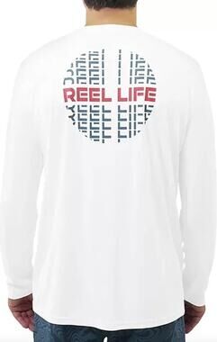 Reel Life Men's Sun Defender Long Sleeve UV Tee White Size M